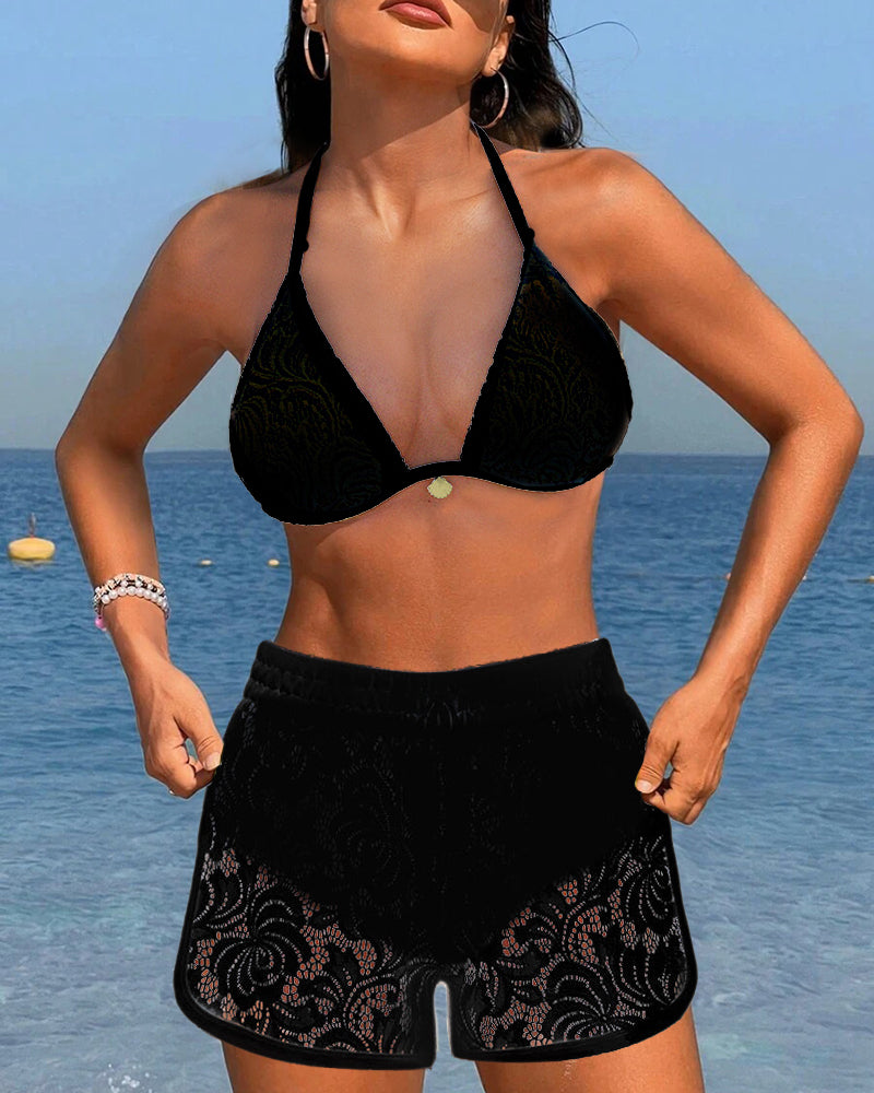 Daisy | Elegant Plain Lace Bikini Set