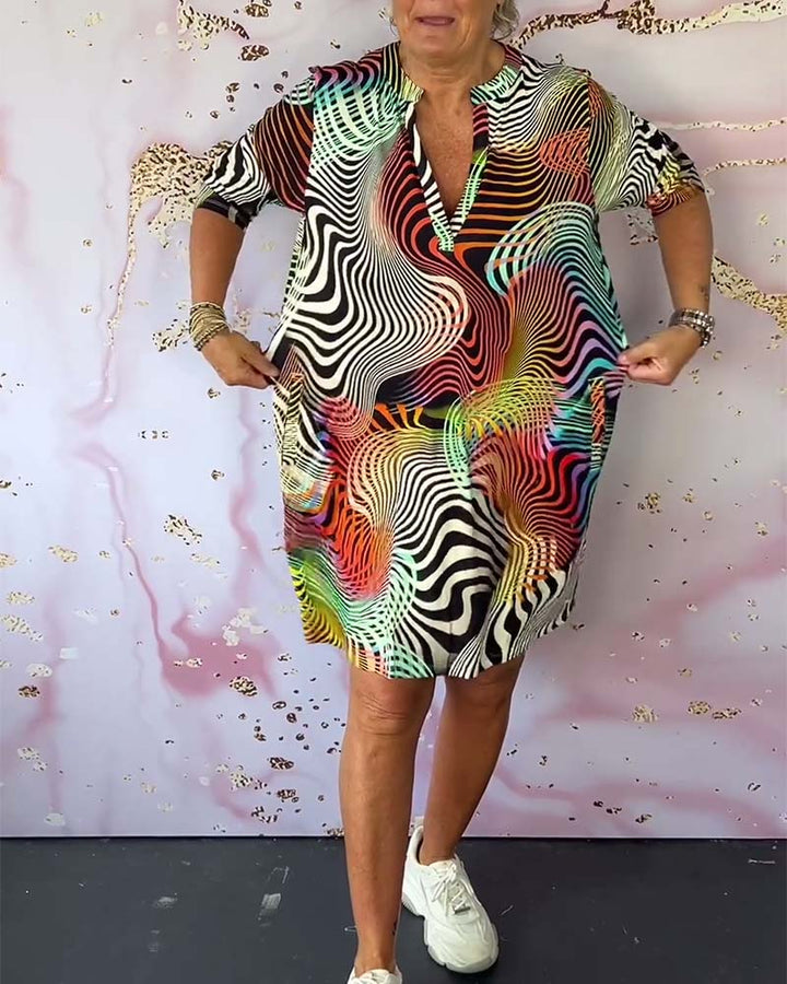 BEVERLEY | COLOURFUL V-NECK DRESS