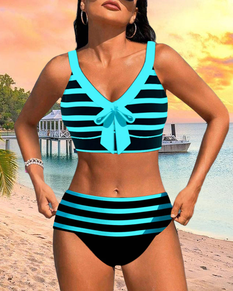 Amelia | Striped High-Waisted Bikini