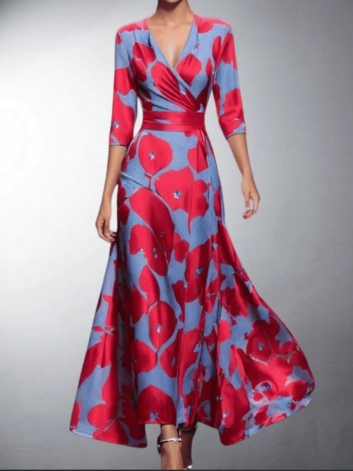 Zoe | Classic Floral V-Neck Maxi Dress