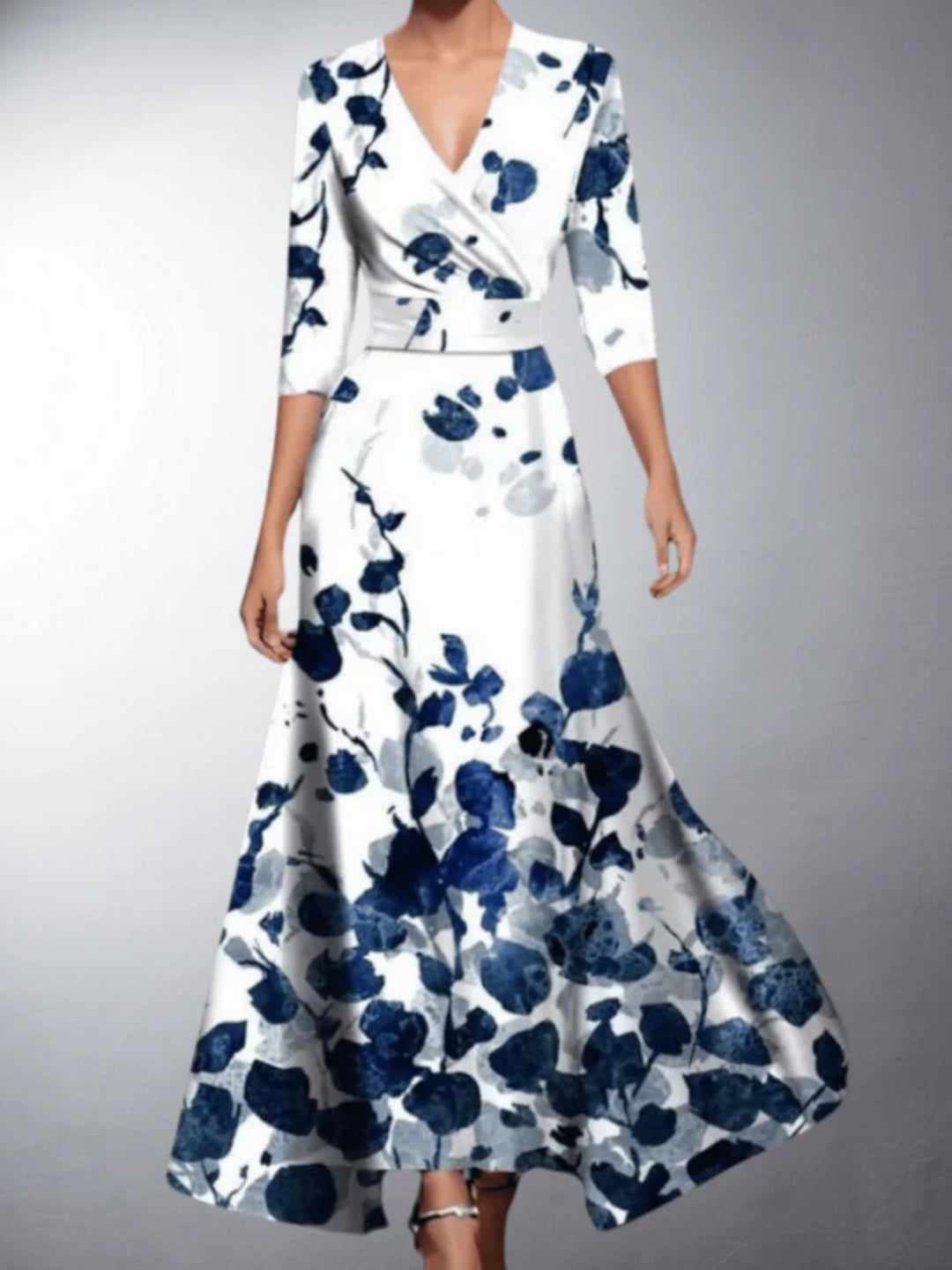 Zoe | Classic Floral V-Neck Maxi Dress