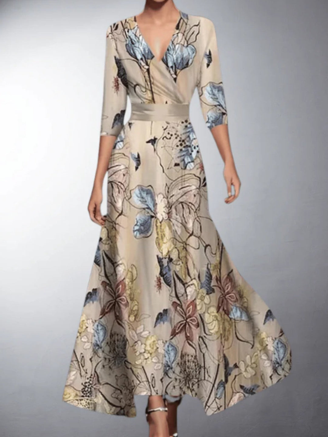 Zoe | Classic Floral V-Neck Maxi Dress