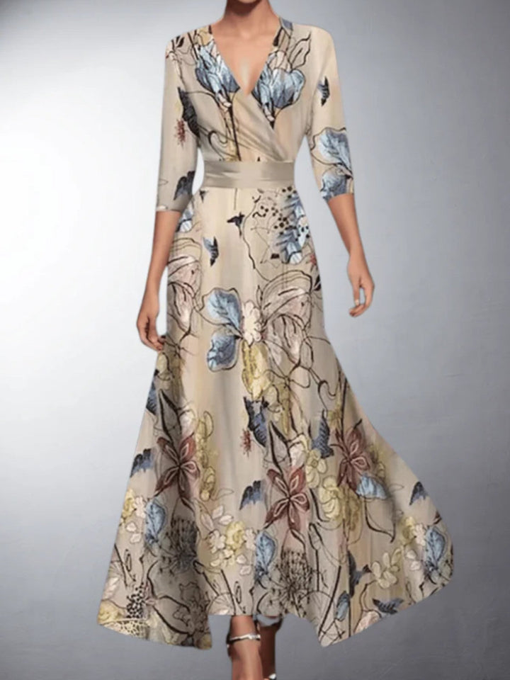 Zoe | Classic Floral V-Neck Maxi Dress