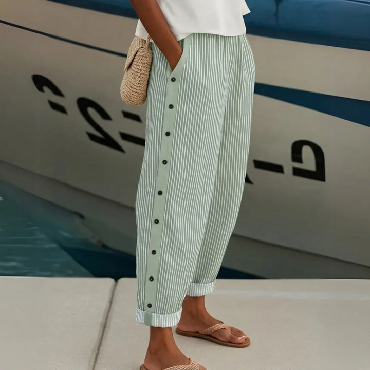 Caitlin | Stylish Striped Button Trousers