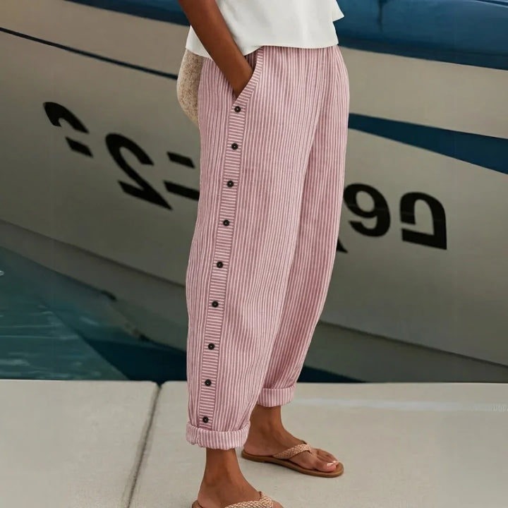 Caitlin | Stylish Striped Button Trousers