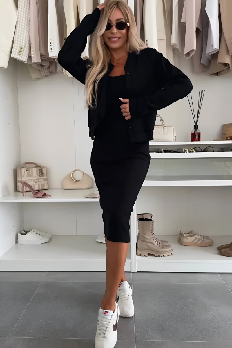 Fiona | Chic Set Midi Dress with Cardigan