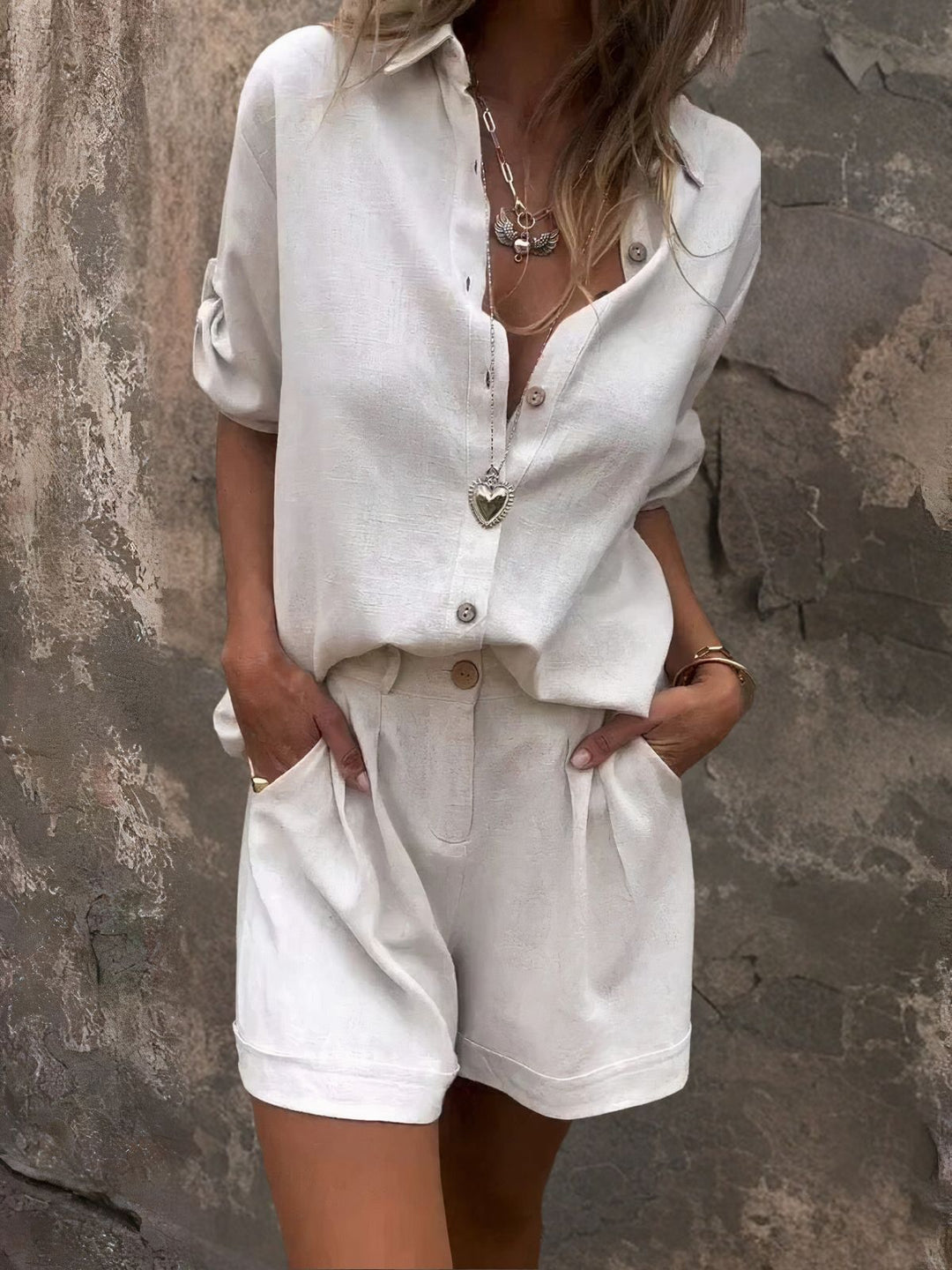 Janice | Casual Shorts & Blouse Set - Marlea