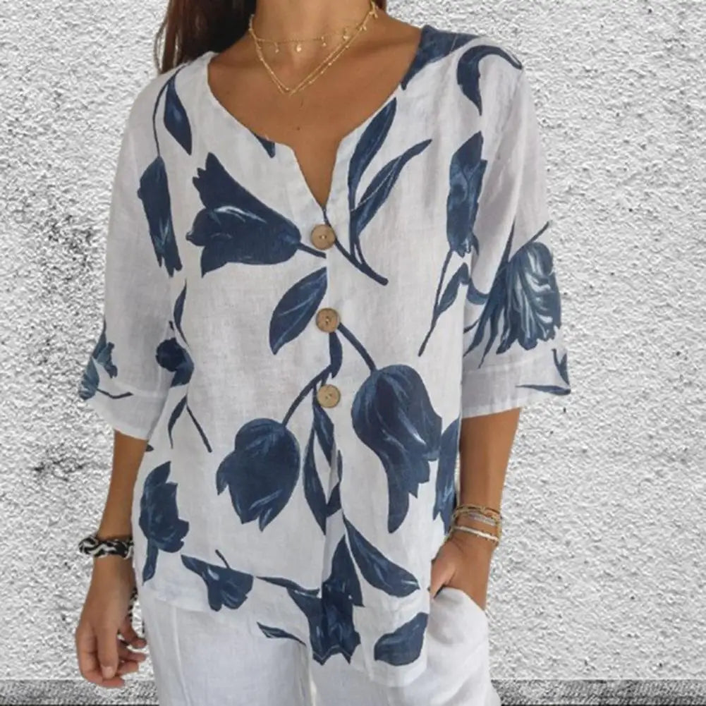 Talia™  Floral Button Top