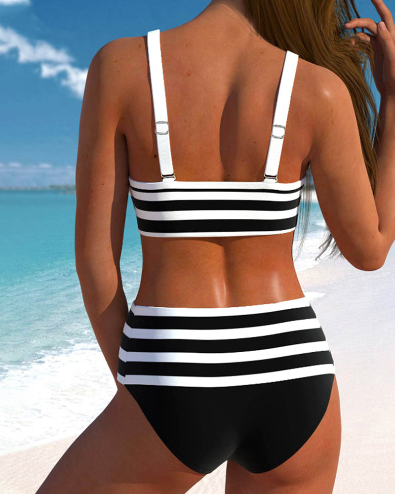 Amelia | Striped High-Waisted Bikini