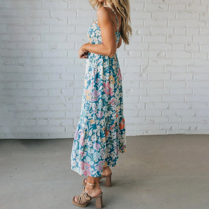 Stella | Floral Maxi Dress Smocked Bodice Adjustable Straps