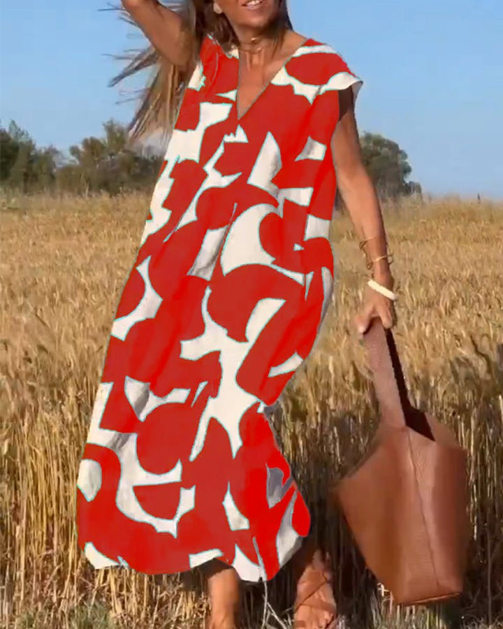 DOREEN | PRINTED V-NECK DRESS